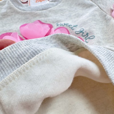 Conj. Casaco Sweet Girl e Calça de Moletom - Mescla